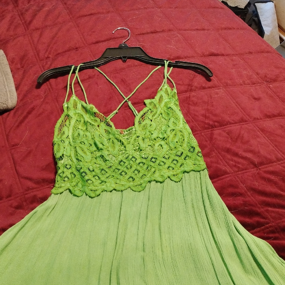 Free People Green Lace Midi Dress